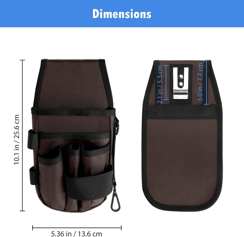 KENOBE 5-Pockets Tool Pouch, Black Tool Pouch Organization, Heavy-Duty Electrician Tool Pouches for Electrician, Carpenter, Construction, Technician, Side Belt Pouch, Small Electrician Holster - Image 3